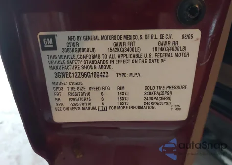 2006 Chevrolet Avalanche 1500 Ls z USA, uszkodzony, nr VIN 3GNEC12Z96G109423